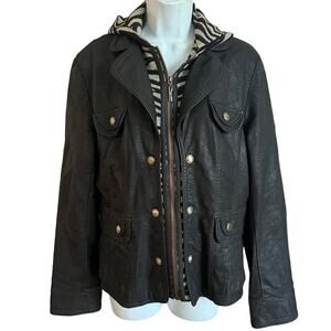 Montanaco Hooded Vegan Leather Jacket Women’s Large